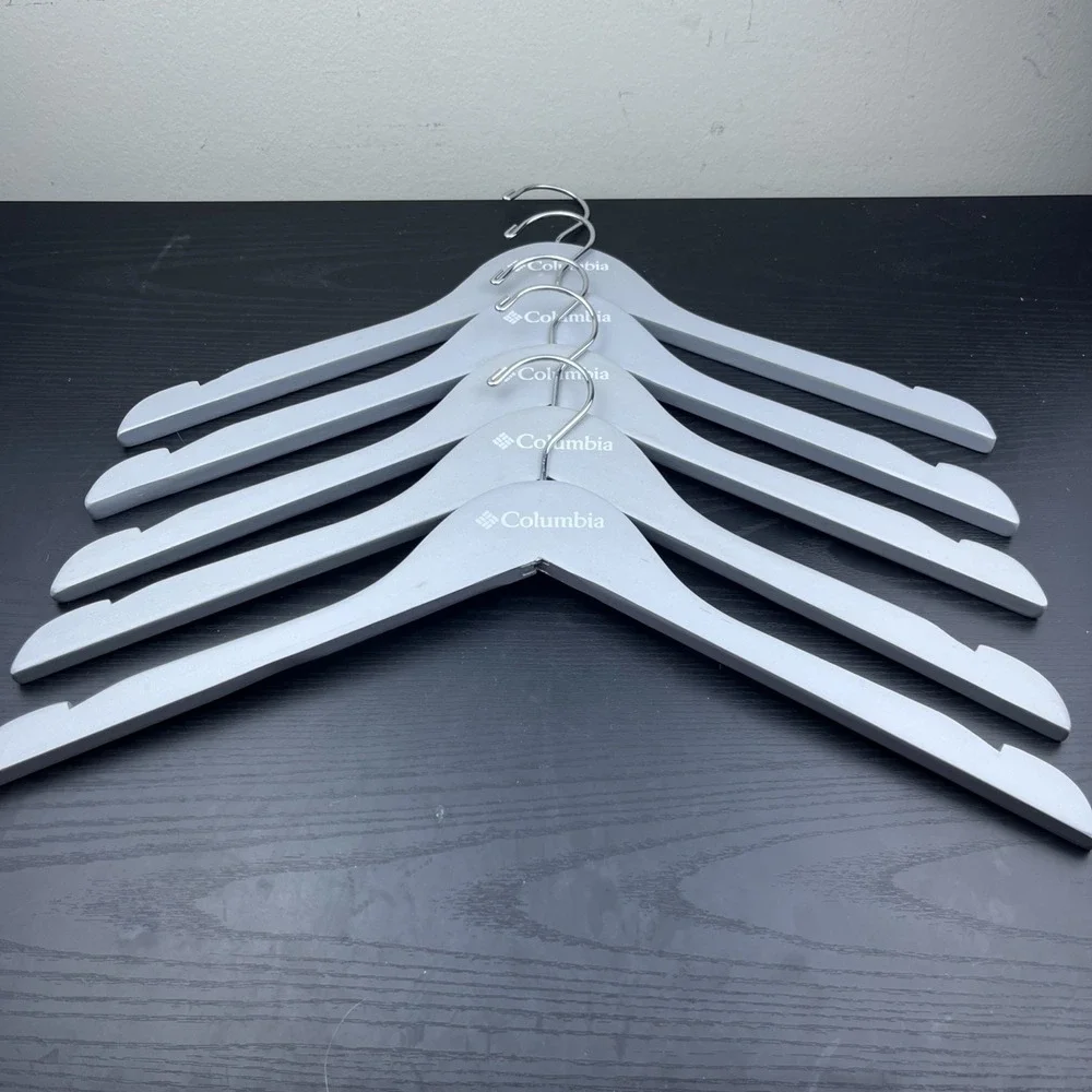 Columbia Sportswear Company Wooden Clothes Hangers‎ Gray Set of 5